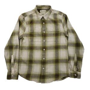 Madewell Perfect Fit Flannel Shirt Men's S Green Plaid Long Sleeve EUC Gorpcore